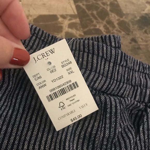 J.Crew Seaside shorts. Ladies size XXL. Antique navy and white pin striped. - Picture 2 of 7